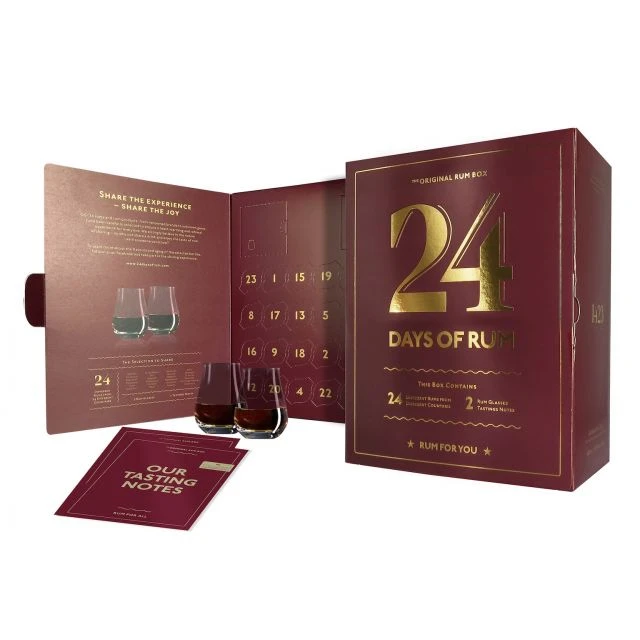 24 Days Of Rum Original The Rum Box 0.48L (43.1% Vol.) + 2 Nosing Glasses 3 24 Days Of Rum Original The Rum Box 0.48L (43.1% Vol.) + 2 Nosing Glasses